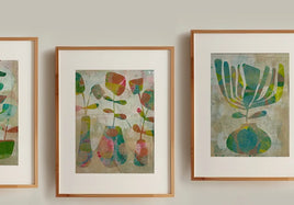 Framed monoprints by Paula Fontana of GraylingHome