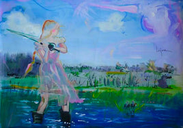 Fly Fishing, a landscape painting by Phoebe Legere