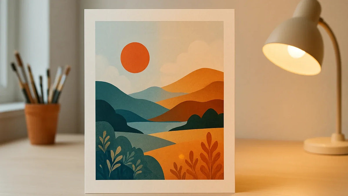 Finished art print checked under daylight and warm indoor light