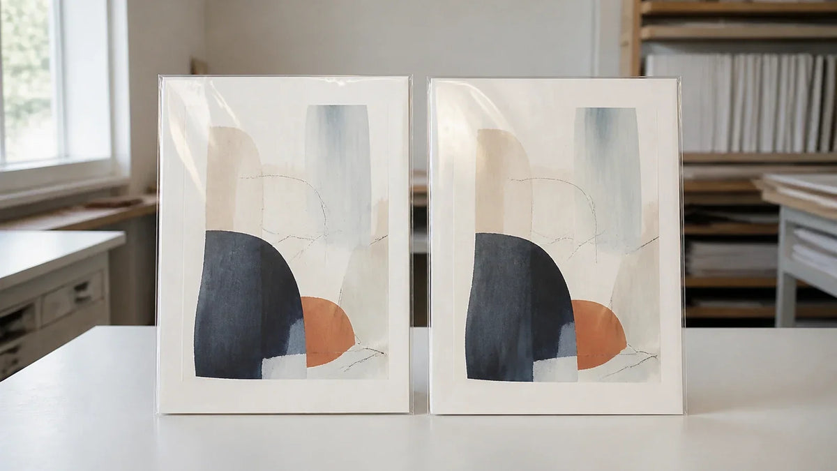 Approved Retail Ready Print beside a reordered backed-and-bagged print