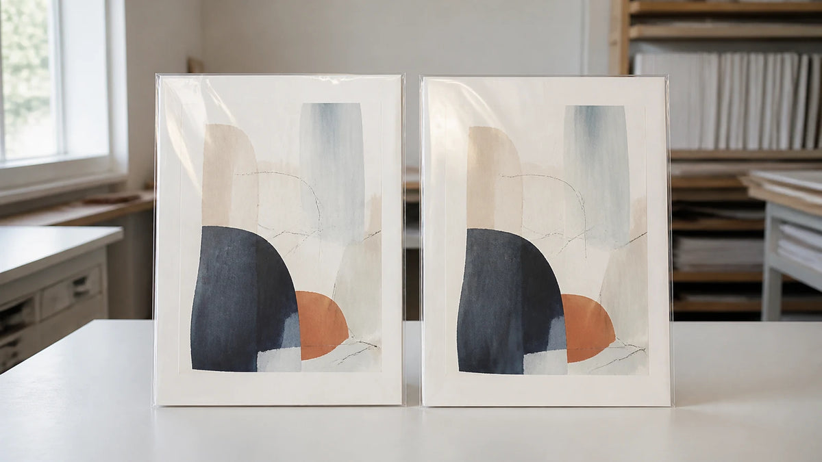 Matching retail-ready prints prepared for a consistent reorder
