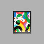 Black framed print with colorful abstract artwork on a gray background thumbnail