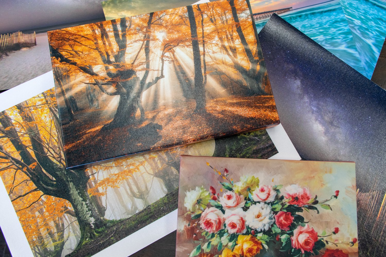 Finished gallery wrapped canvas prints in several sizes and artwork styles