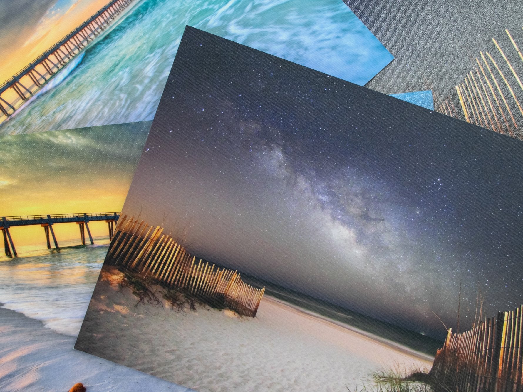 Rolled canvas print examples shown loose and ready for custom finishing