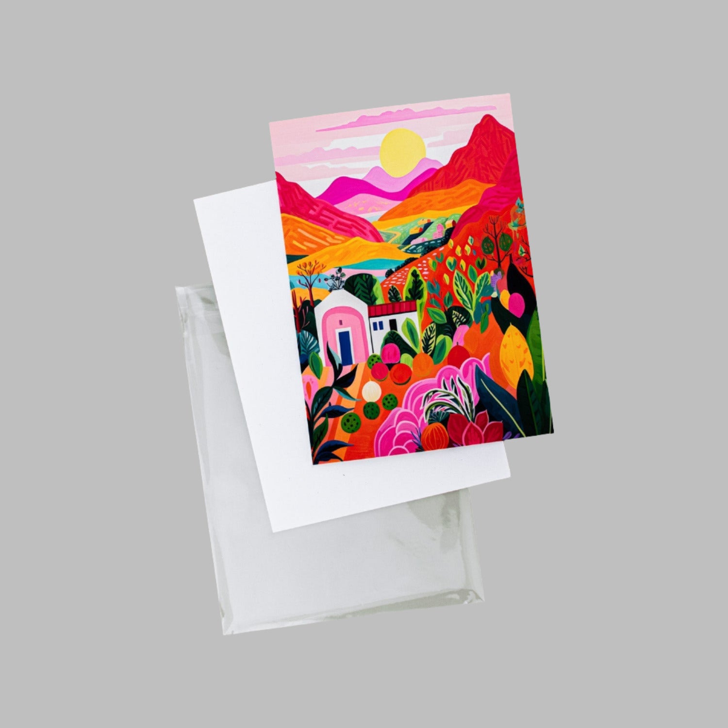 Retail ready print shown with backing board and clear protective bag