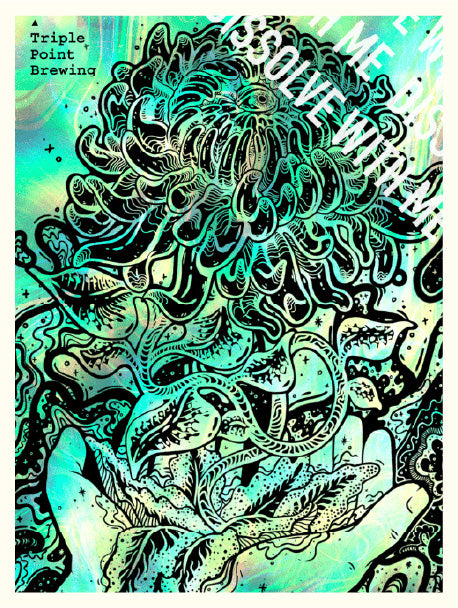 Green foliage artwork with hidden skull detail