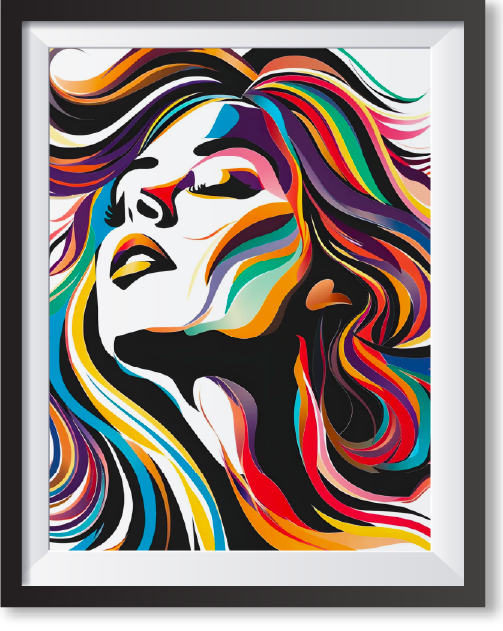 Framed colorful portrait print